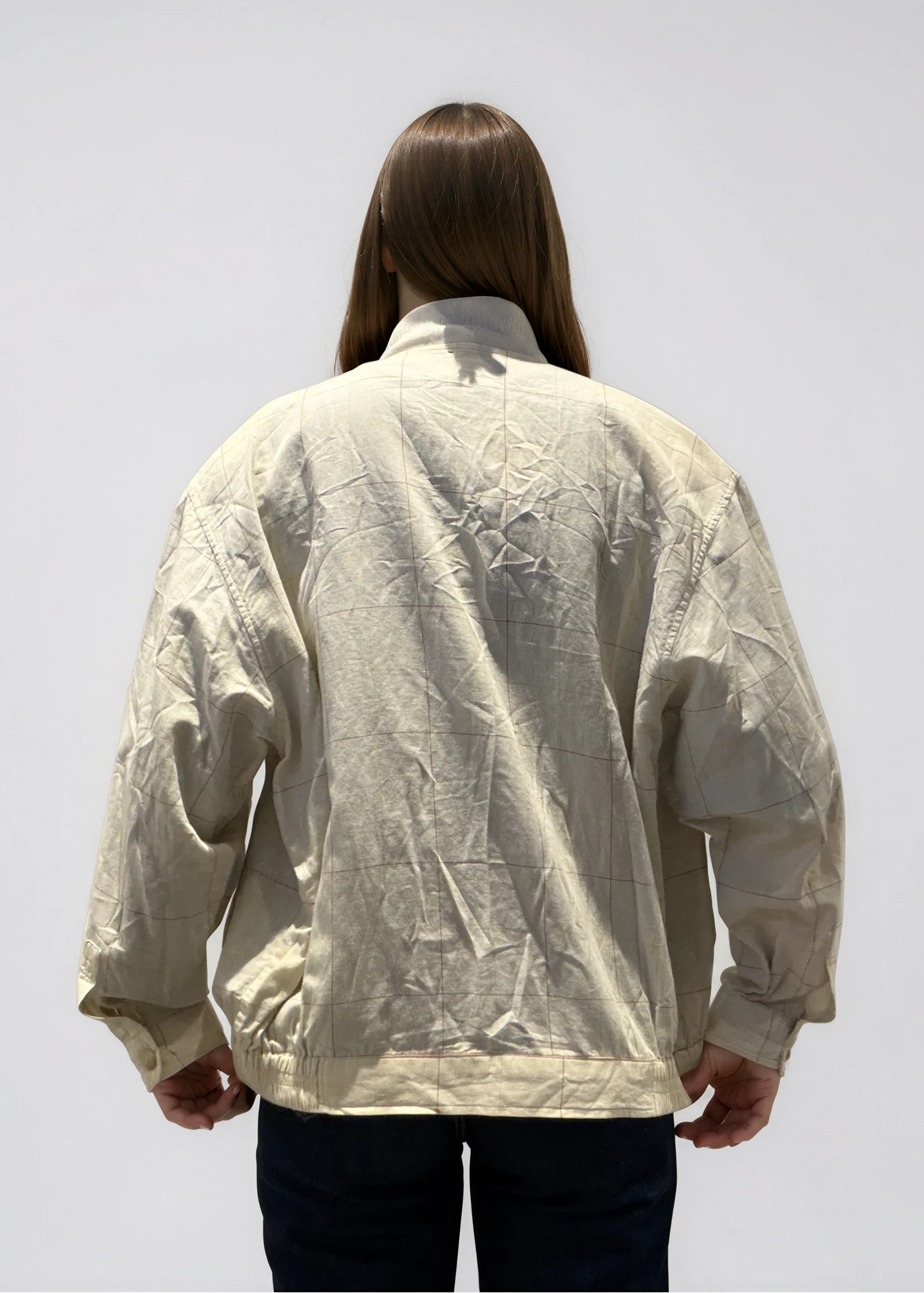 YSL Cream and Red Plaid Bomber