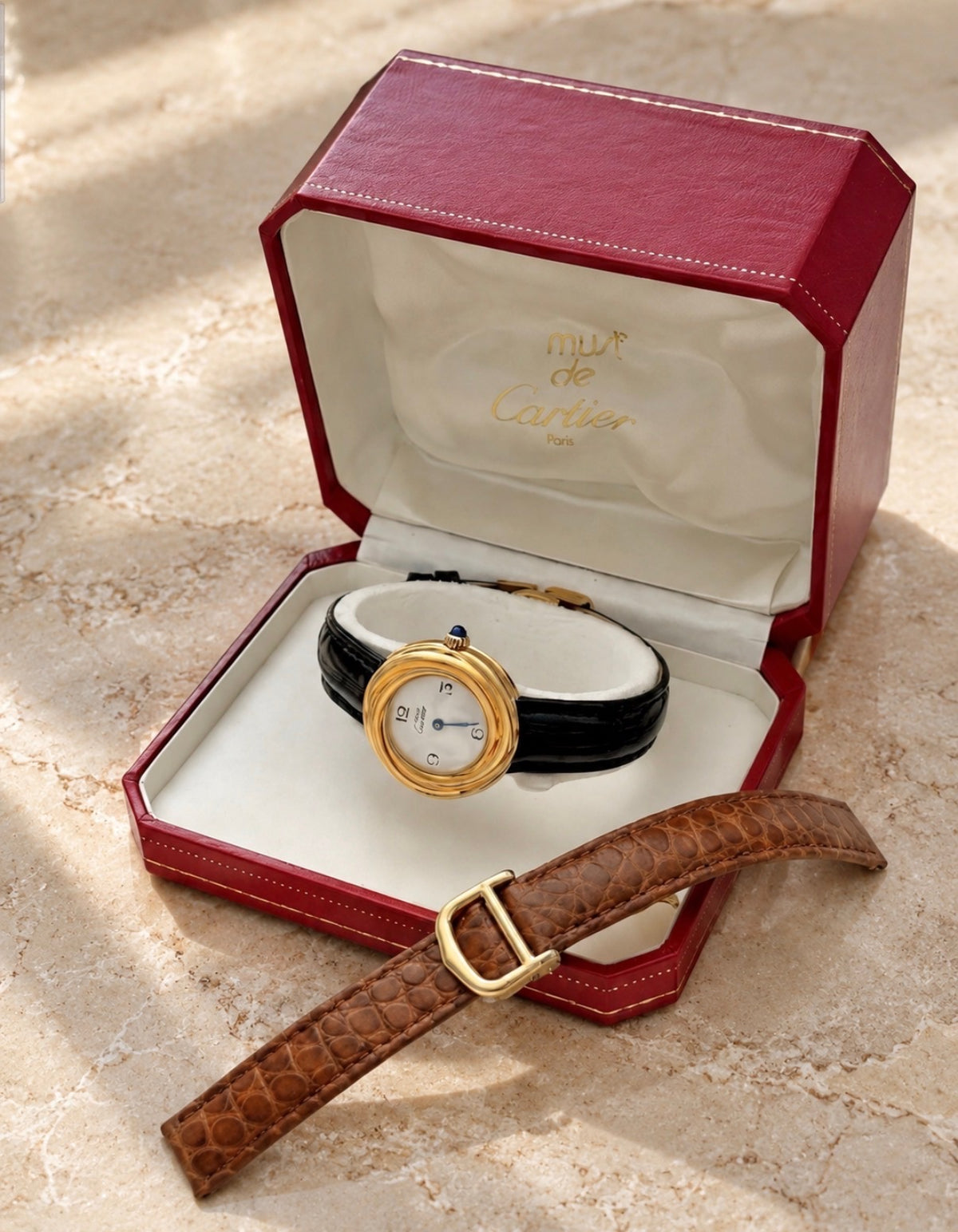 Cartier Leather Band Watch