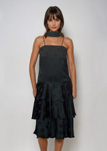 Load image into Gallery viewer, Polka Dot Black Silk Ruffle Dress
