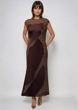 Load image into Gallery viewer, Beaded Patchwork V Neck Dress
