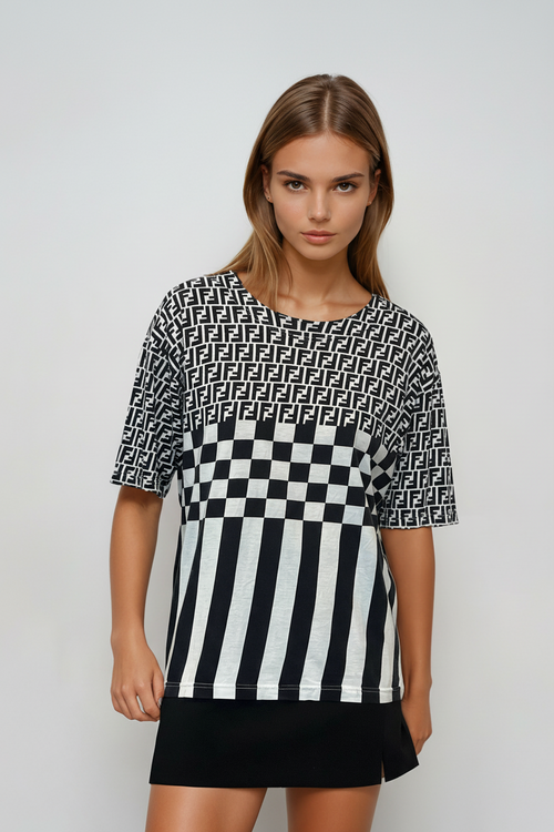 Fendi Black and White Logo Tee
