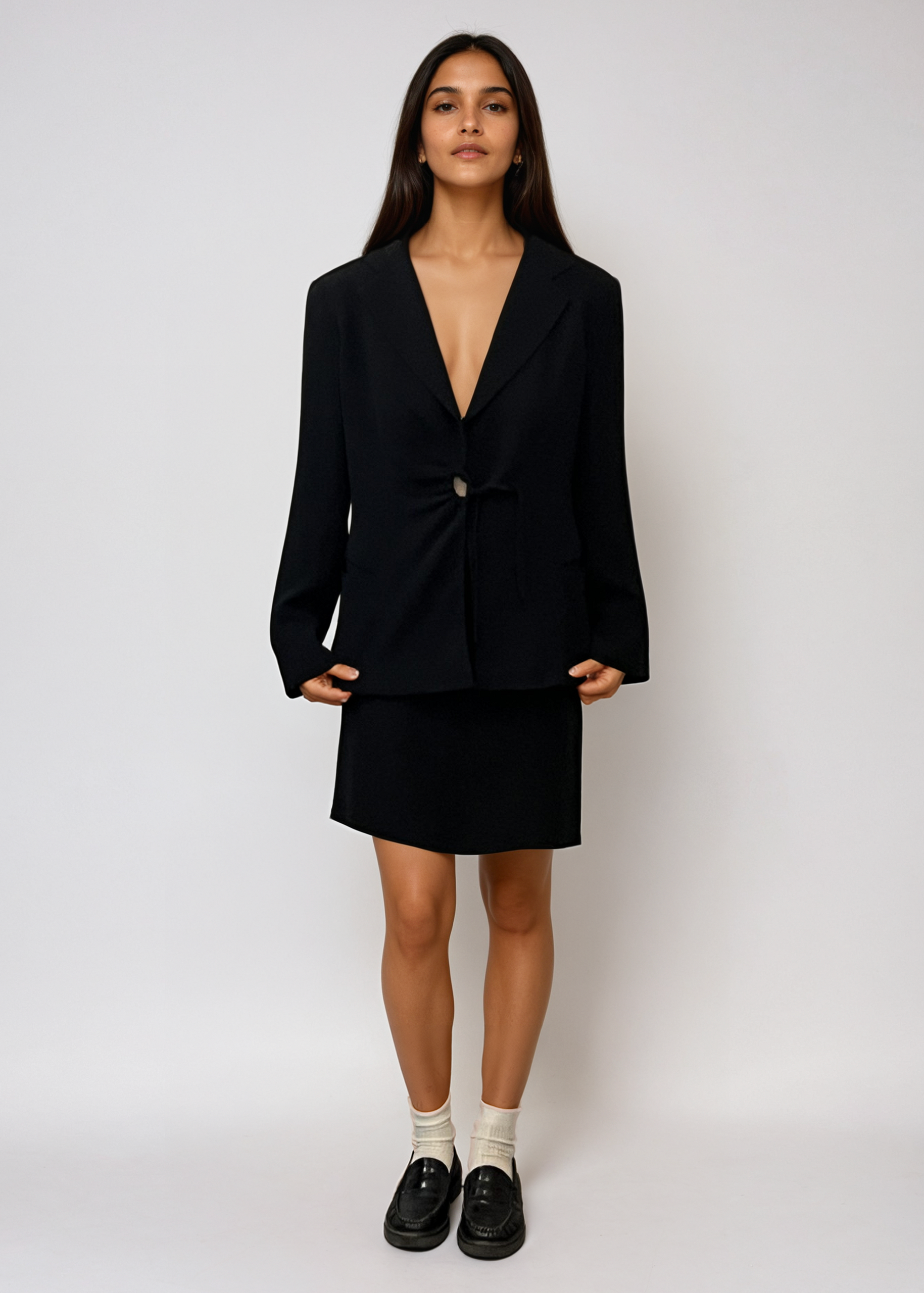 Armani Black Striped Skirt Set