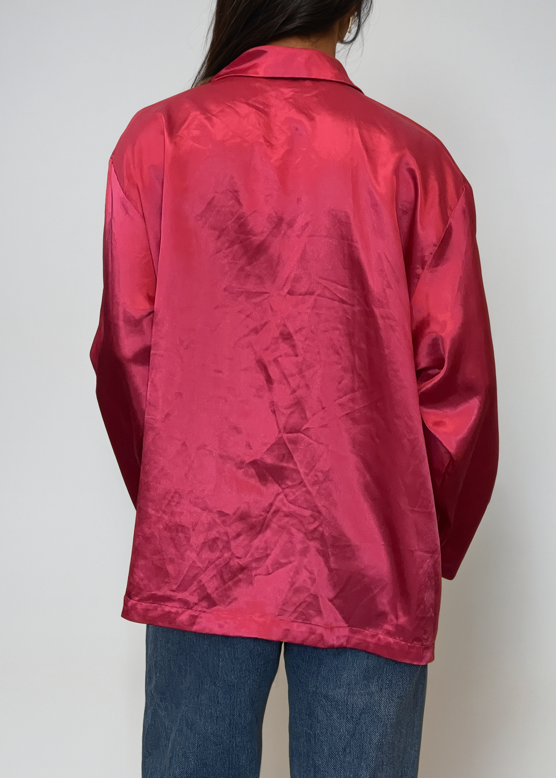 Dior Pink Satin Logo Button Down