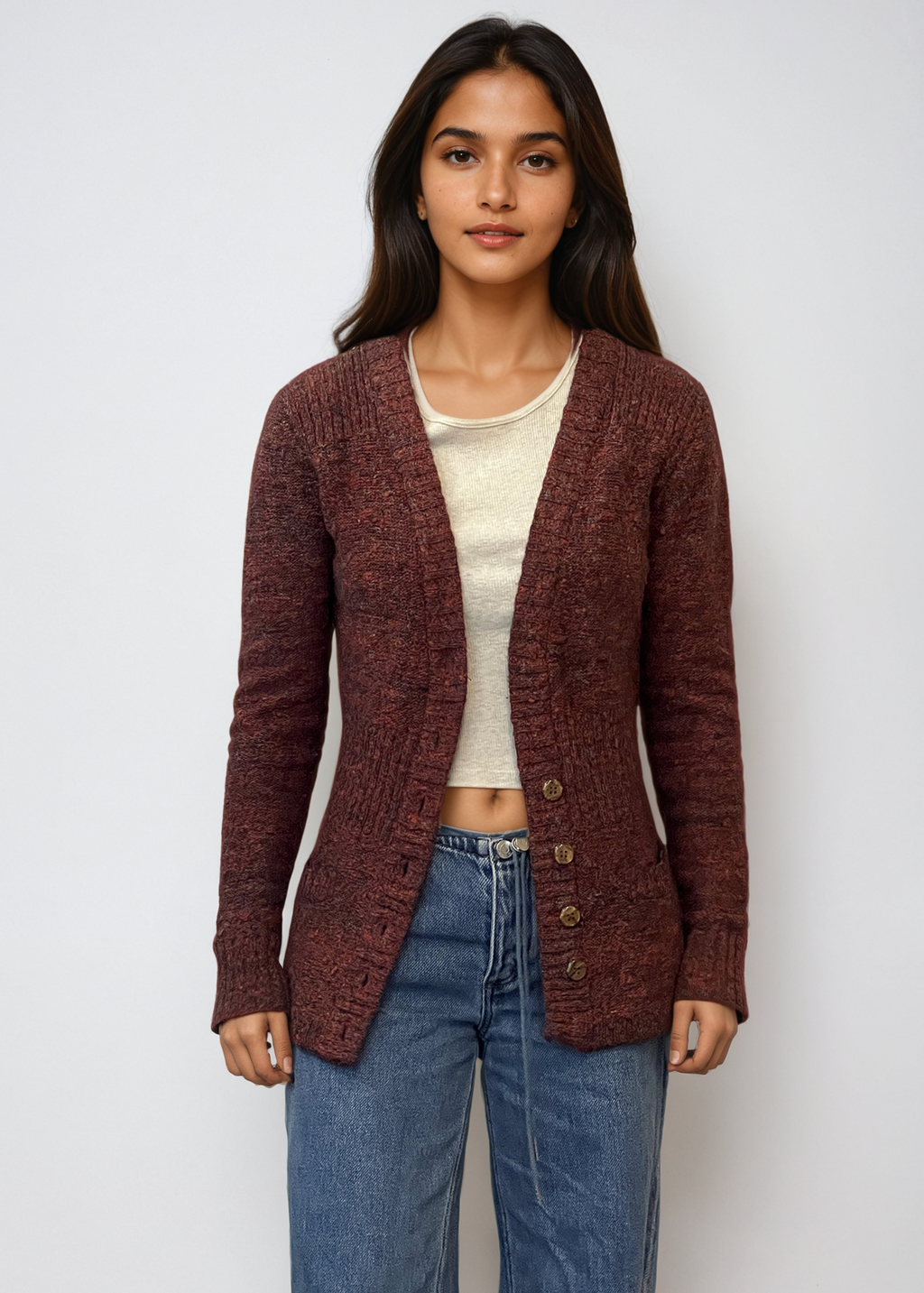 YSL Burgundy Cardigan