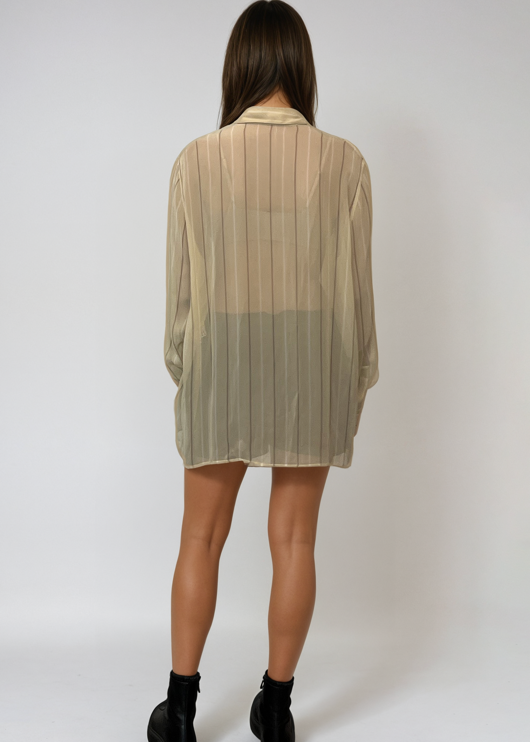 Armani Cream Striped Button Down