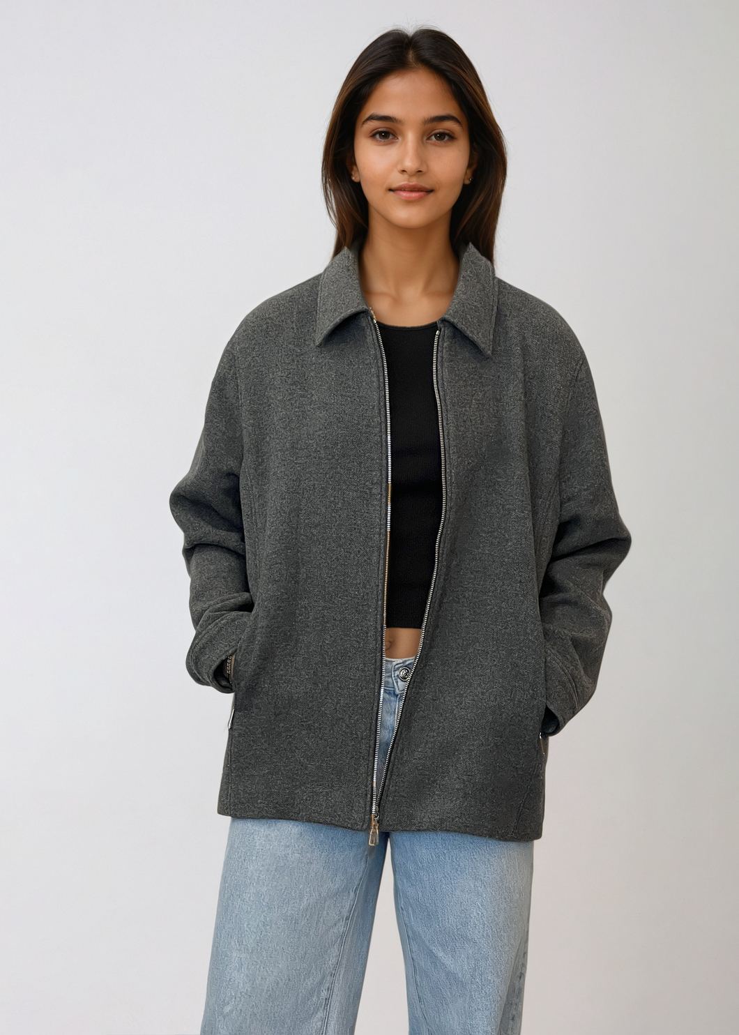 Escada Grey Double Zip Jacket