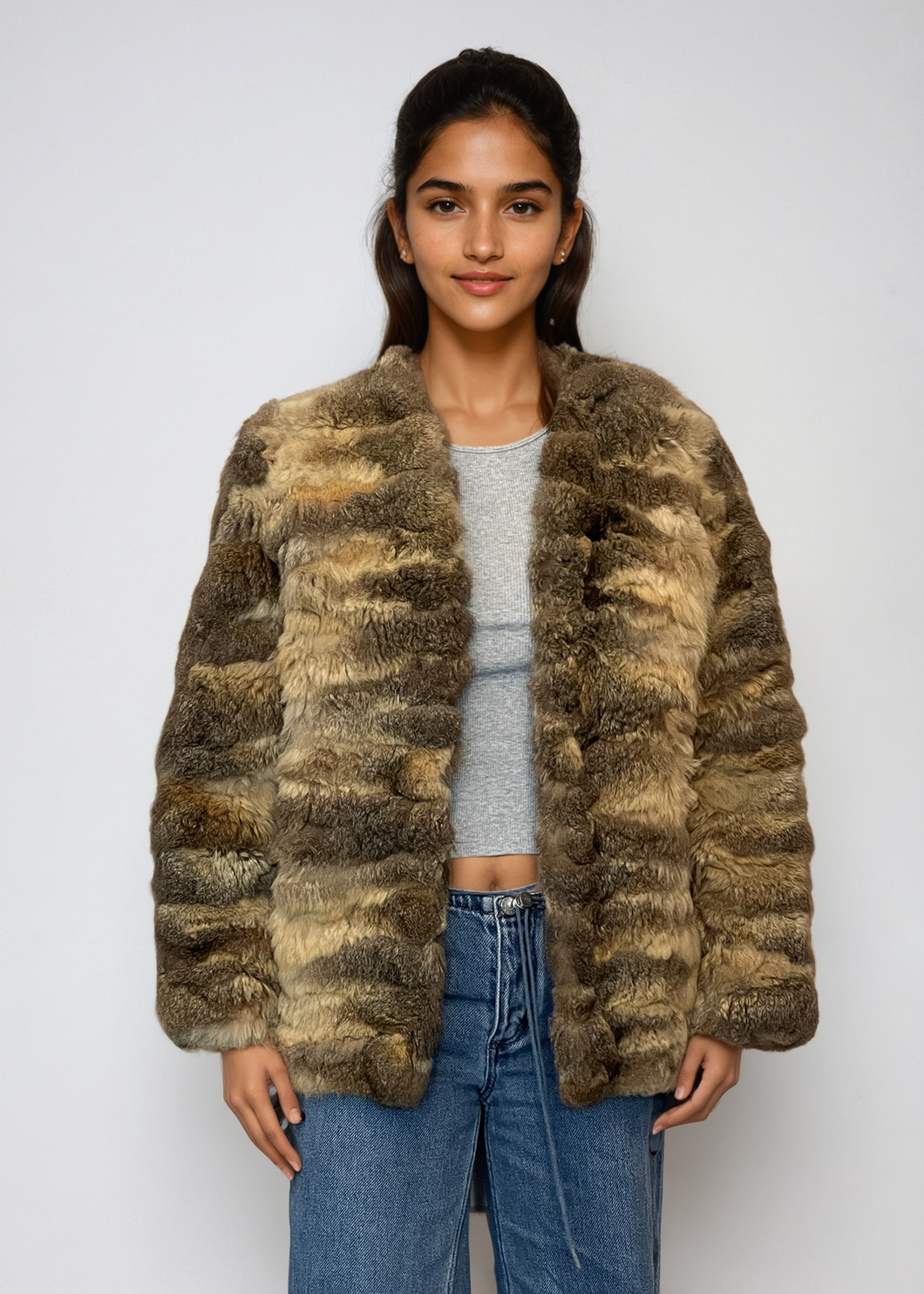 Multicolor Fur Coat