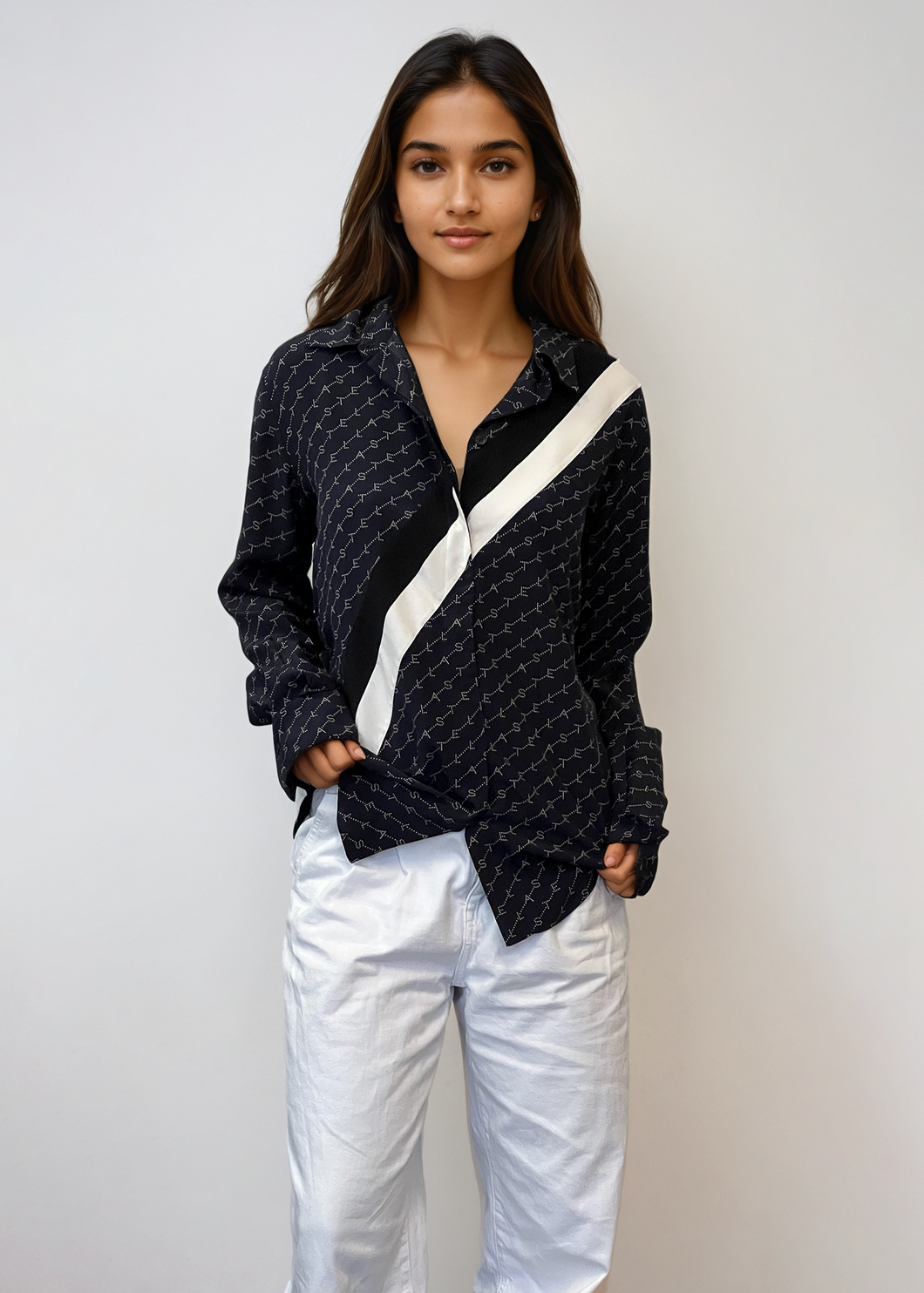 Stella McCartney Navy Spellout Button Down