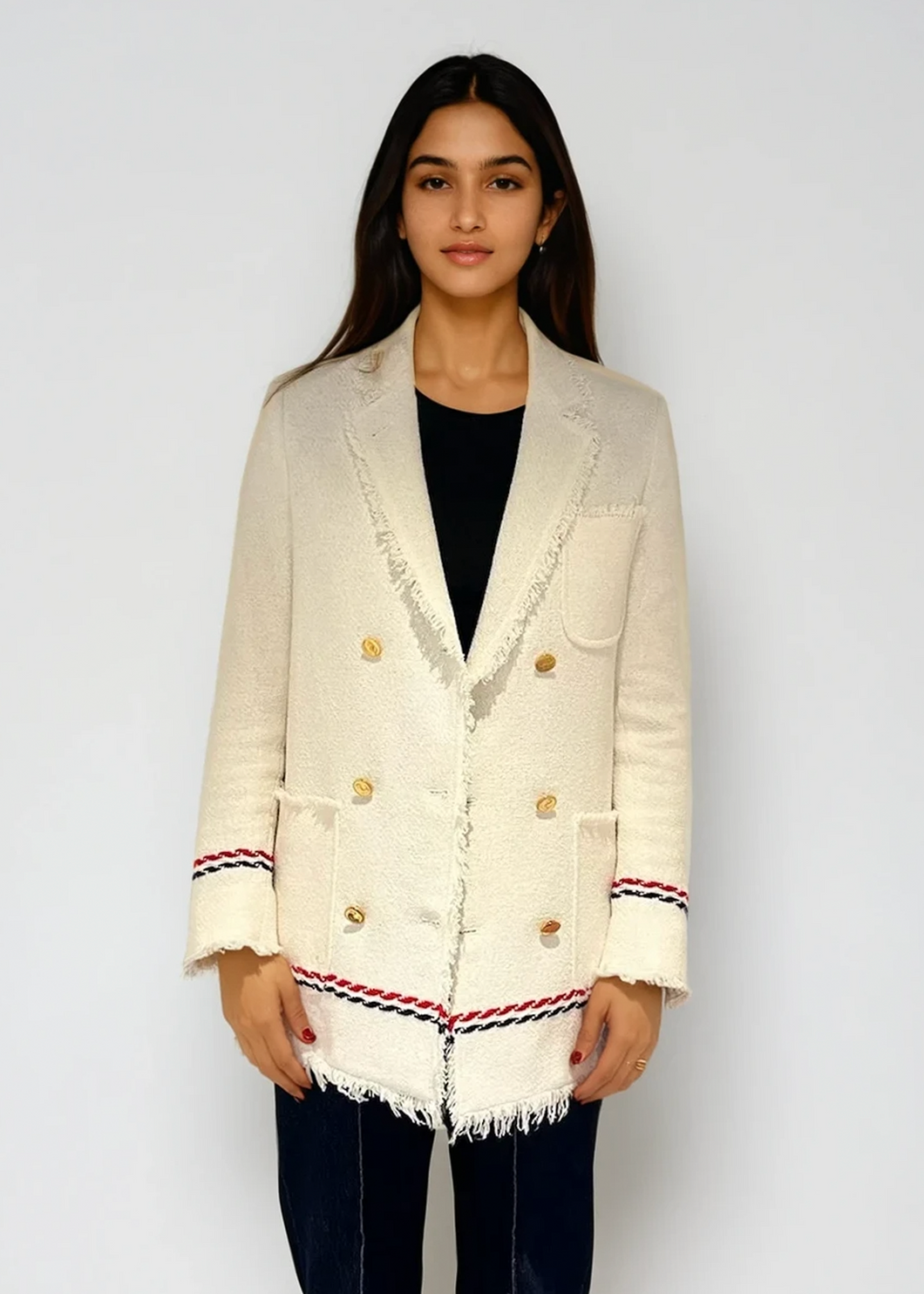 Thom Browne White Tweed Blazer