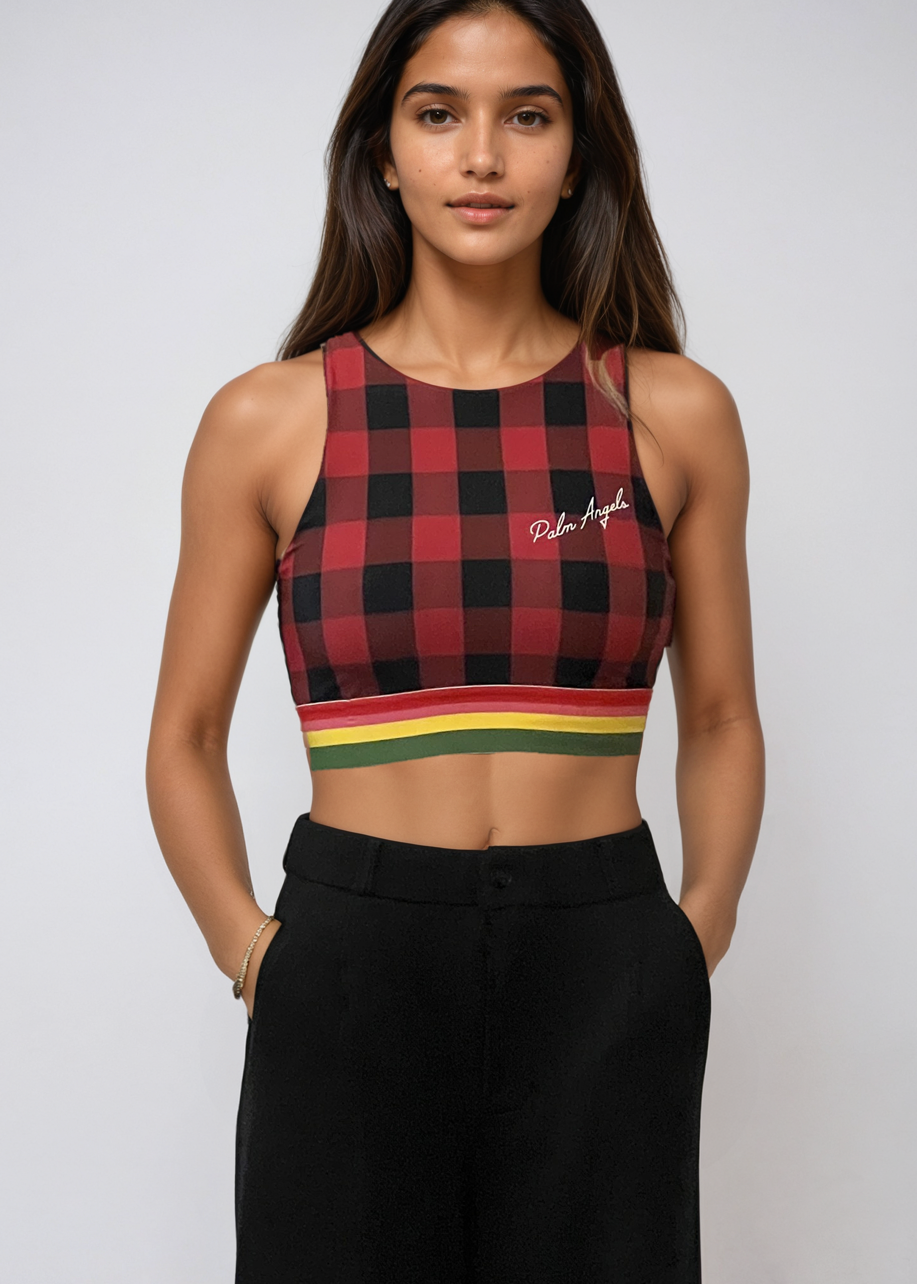 Palm Angels Plaid Crop Top