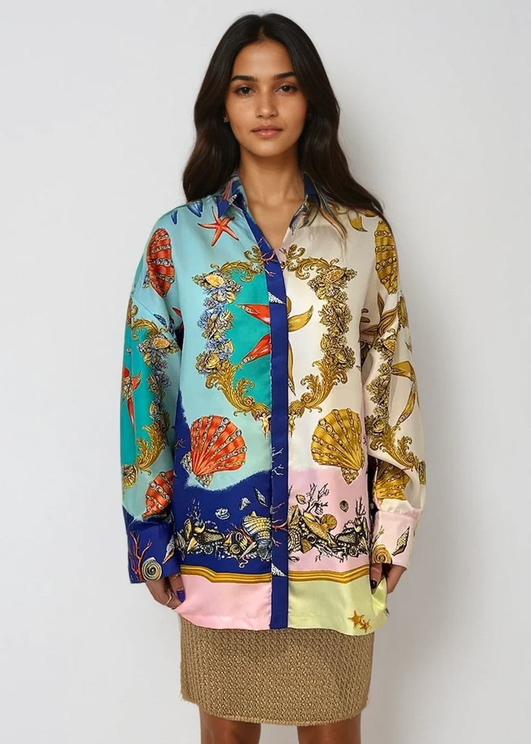 Versace Silk Printed Button Down