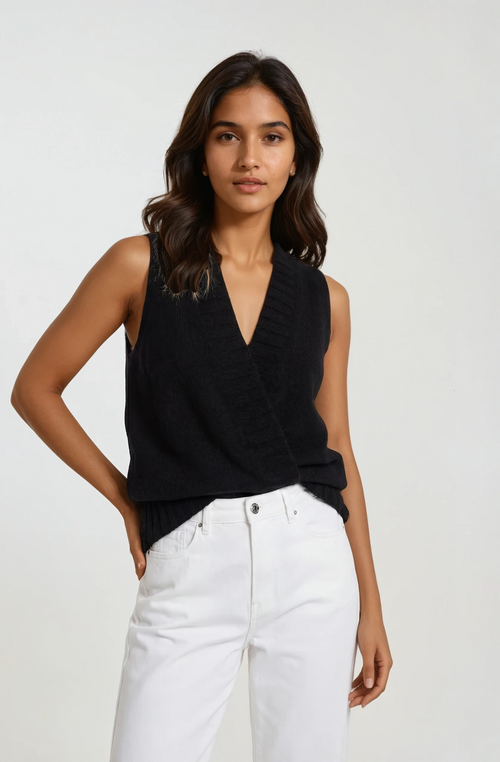 KaufmanFranco Black and Leather Top