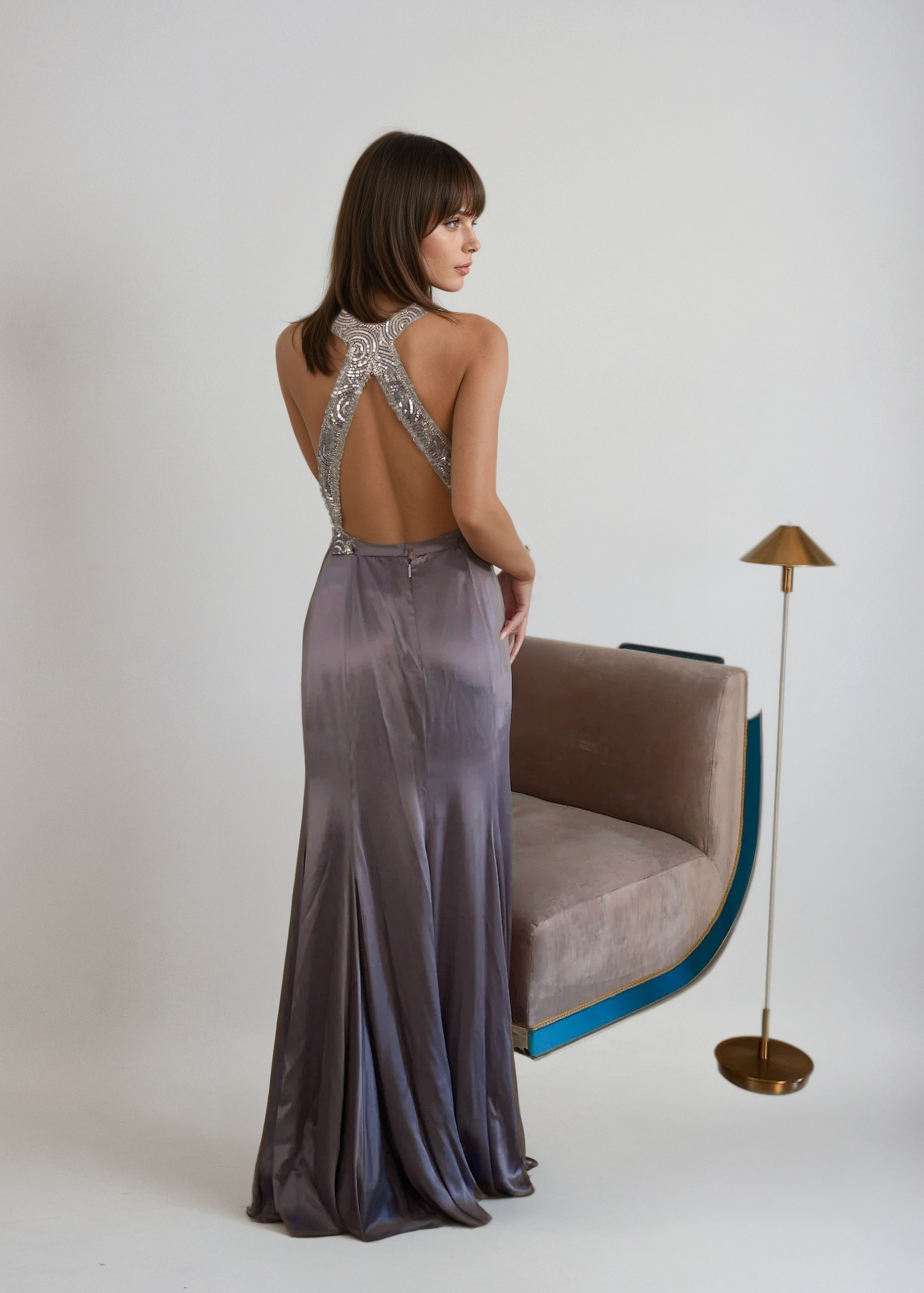 Cavalli Backless Beaded Gown