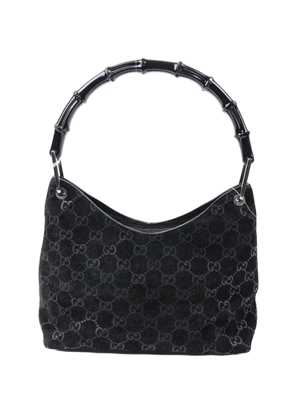 Gucci Black Suede Bamboo Shoulder Bag