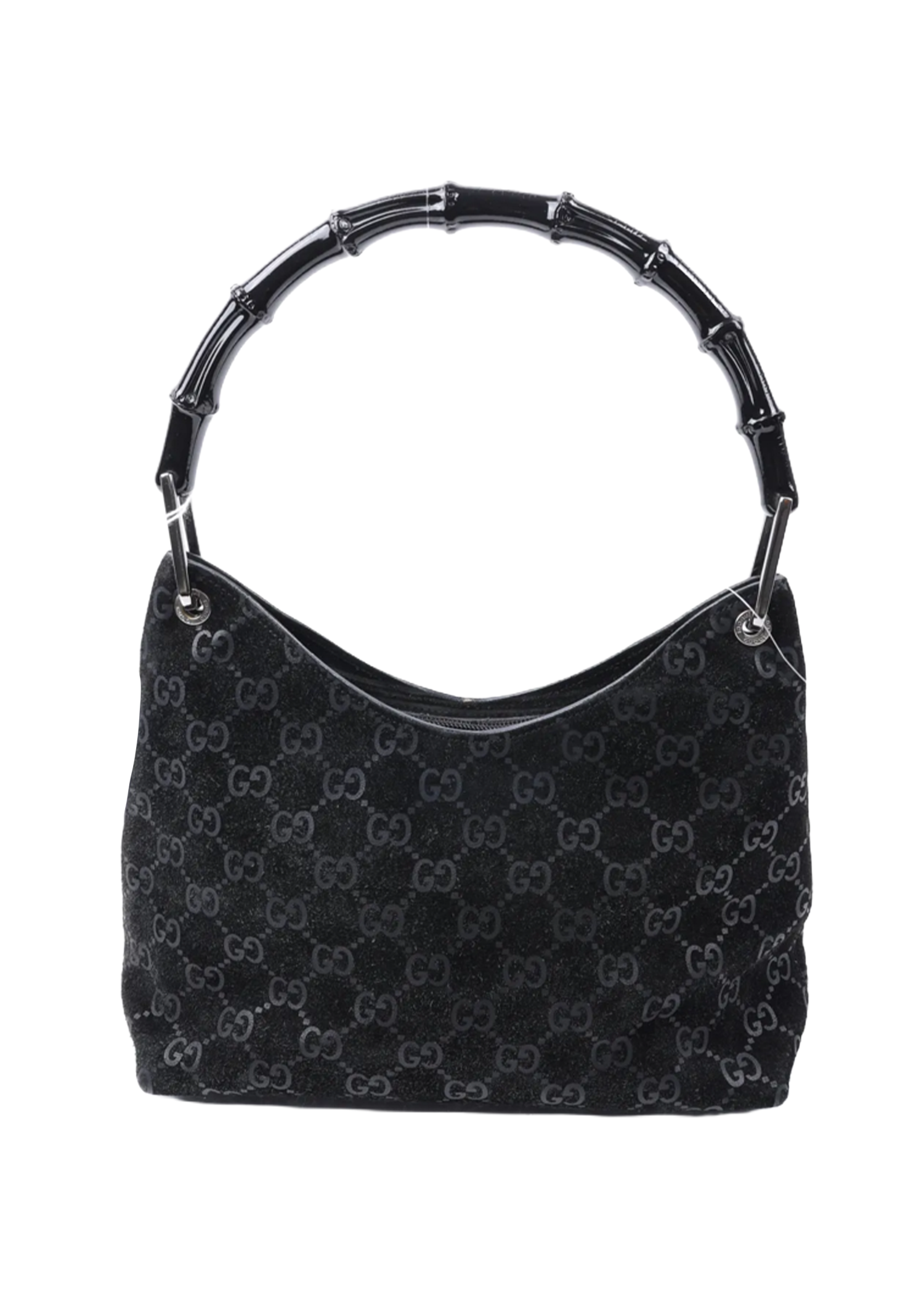 Gucci Black Suede Bamboo Shoulder Bag