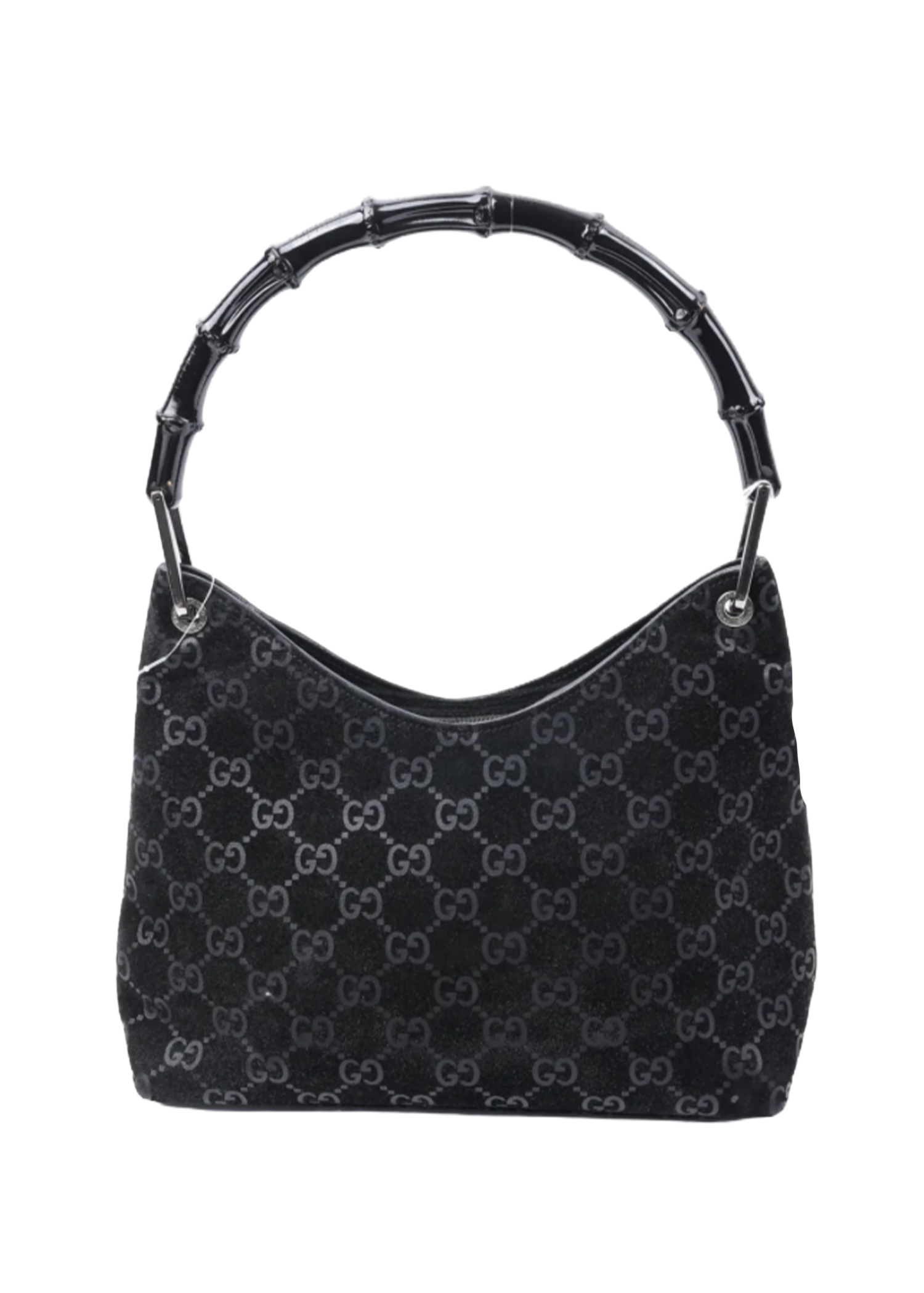 Gucci Black Suede Bamboo Shoulder Bag