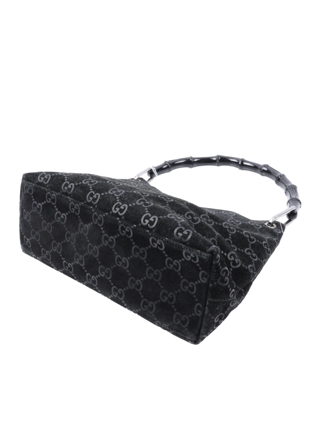 Gucci Black Suede Bamboo Shoulder Bag