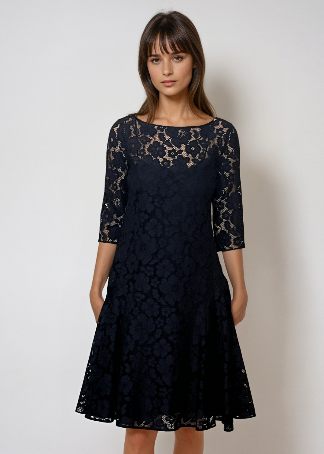 Carolina Herrera Navy Lace Dress