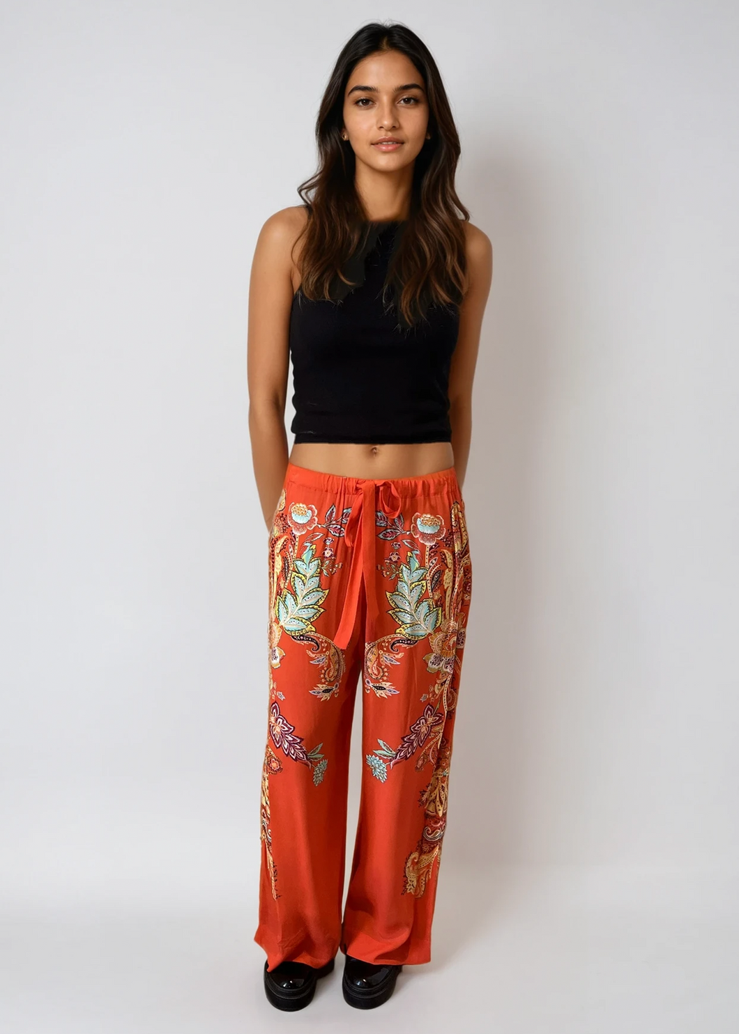 Etro Orange Floral Pants