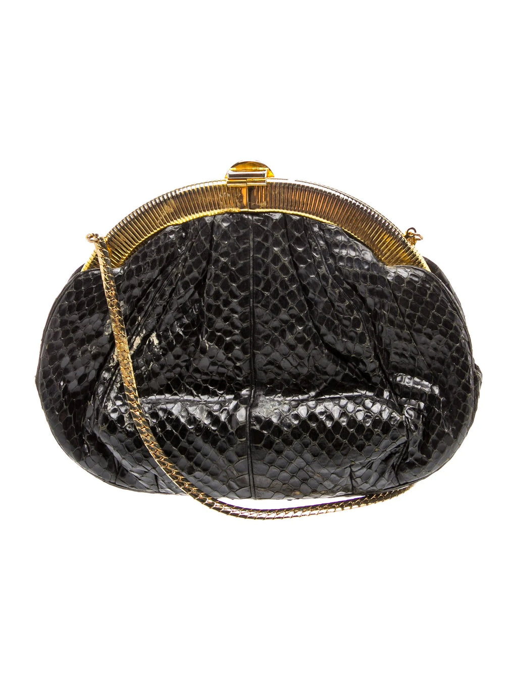 Judith Leiber Black Snakeskin Handbag
