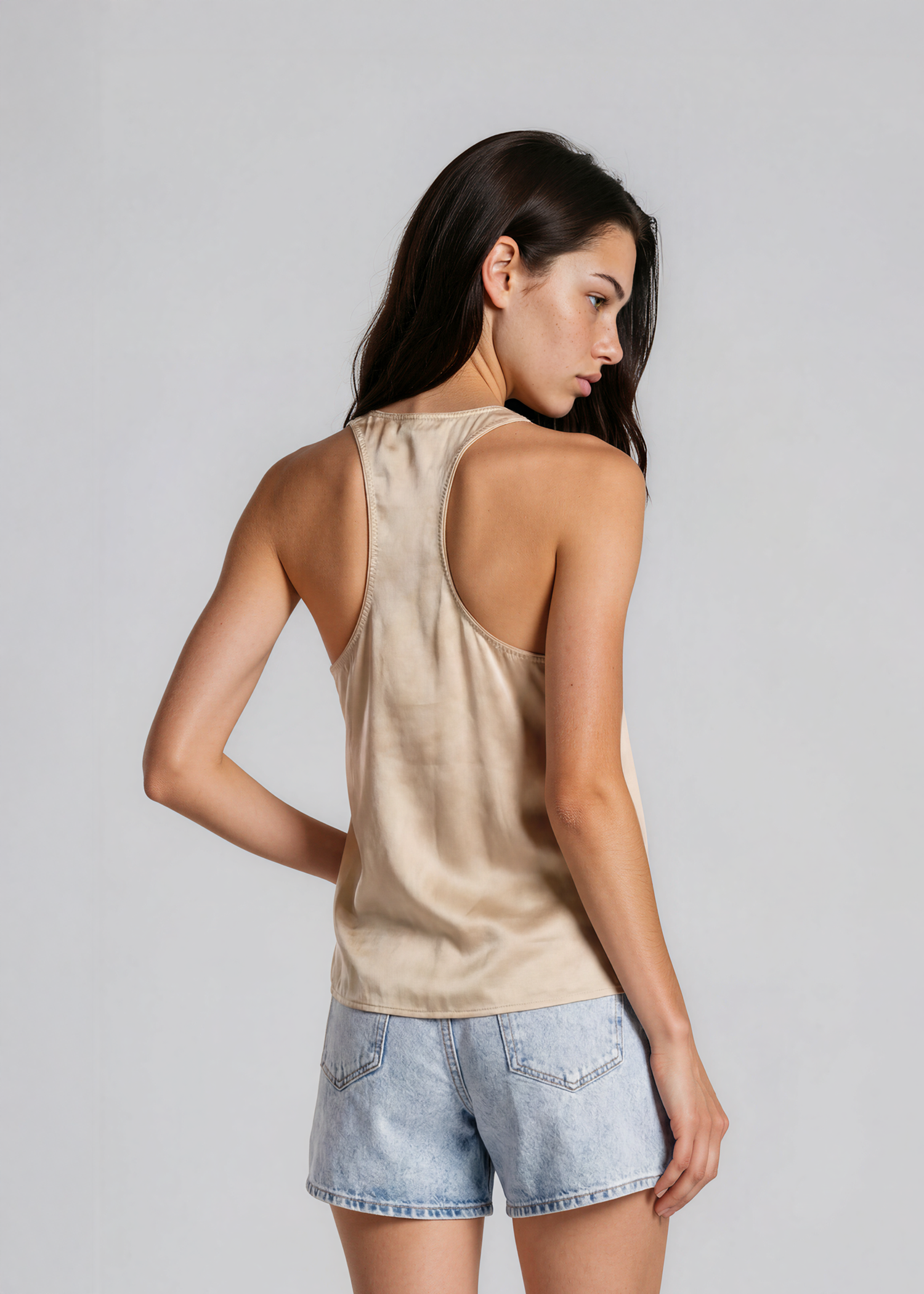 Kaufmanfranco Tan Silk V-neck Top