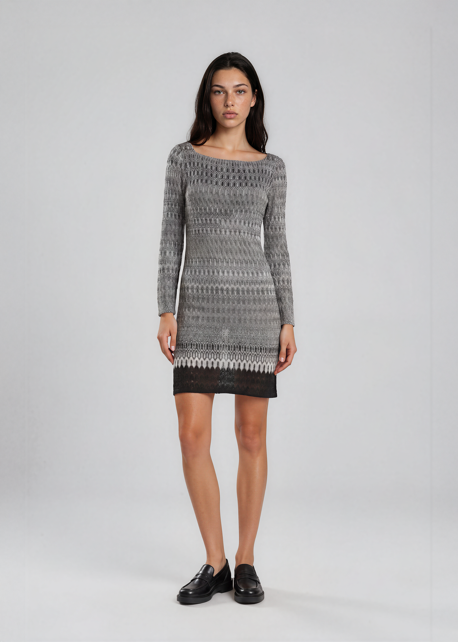 Missoni Grey and Black Ombré Long Sleeve Dress