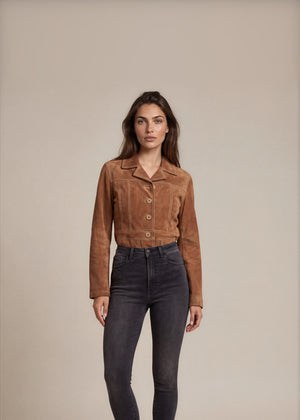 Tan Suede Button Front Jacket