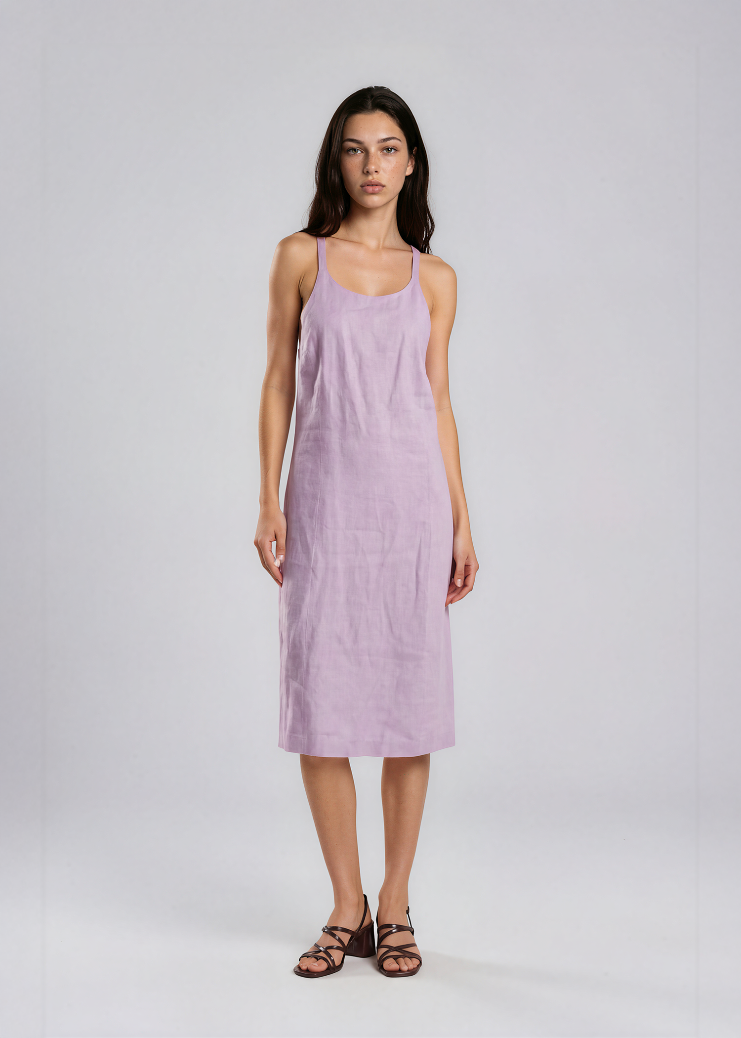 Armani Purple Linen Backless Dress – No Standing NYC