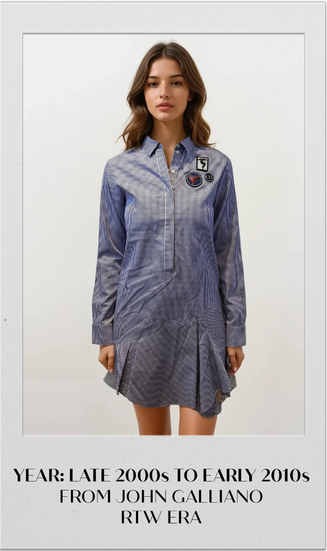 Dior Navy and White Checked Dress