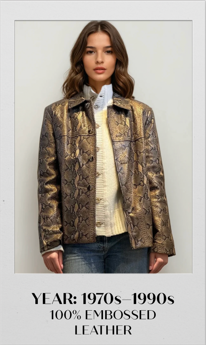 Snakeskin Pattern Leather Jacket