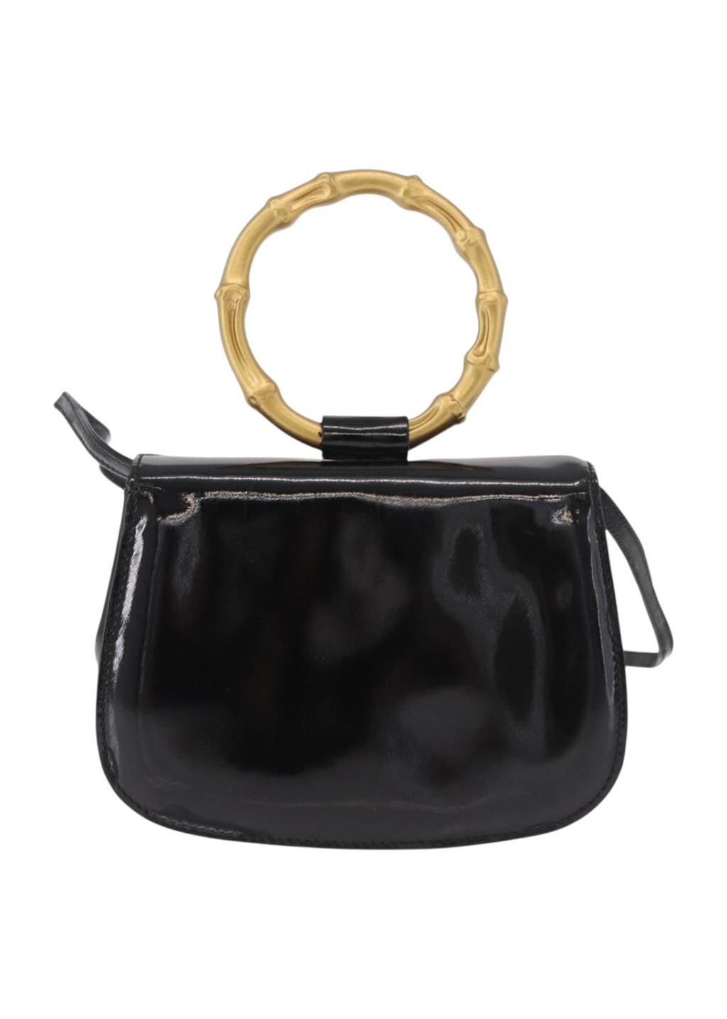 Gucci Patent Black Bamboo Handbag