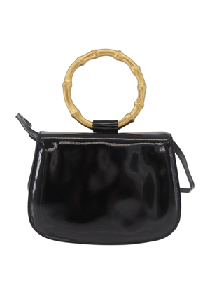 Gucci Patent Black Bamboo Handbag