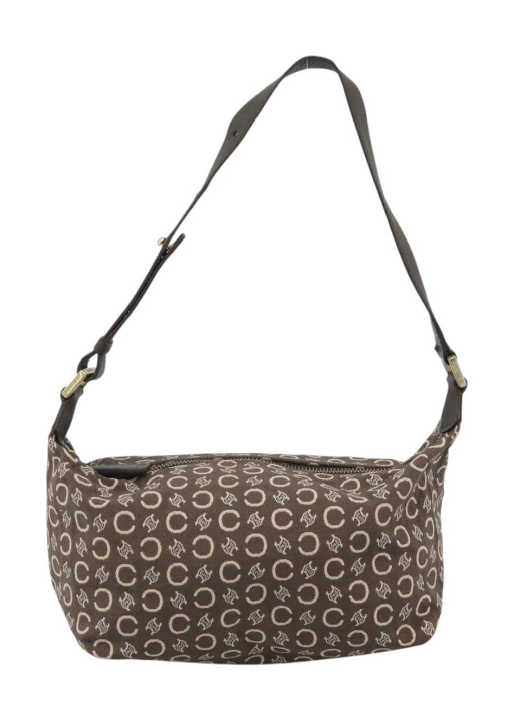 Celine Brown and Cream Monogram Shoulder Bag