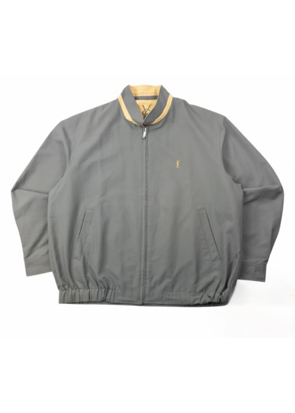 YSL Gray Zip Bomber with Yellow Collar