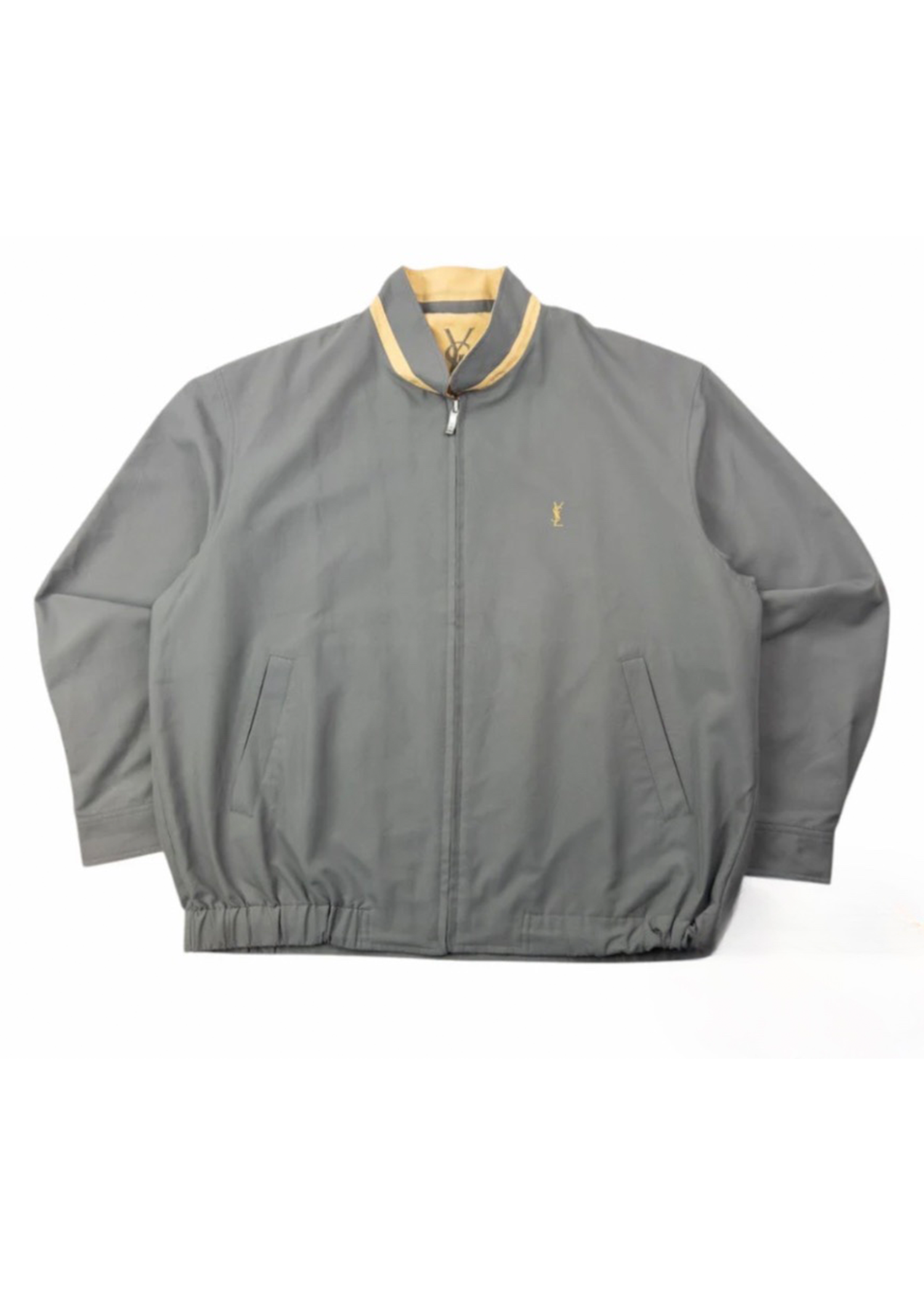YSL Gray Zip Bomber with Yellow Collar