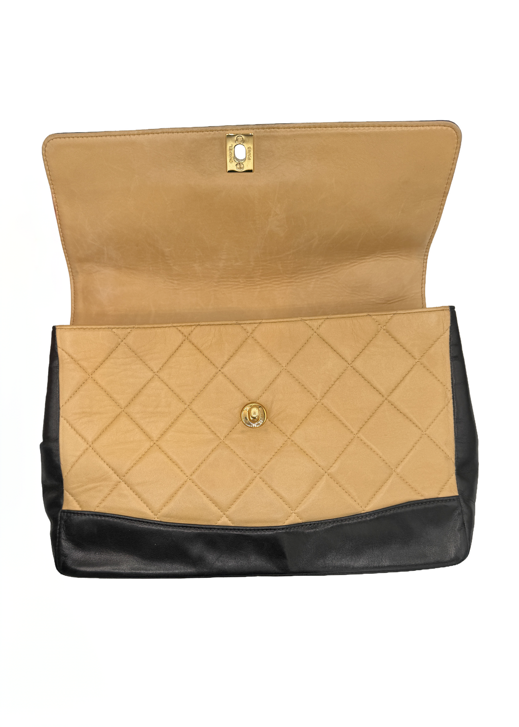 Chanel Tan and Black Flap Bag