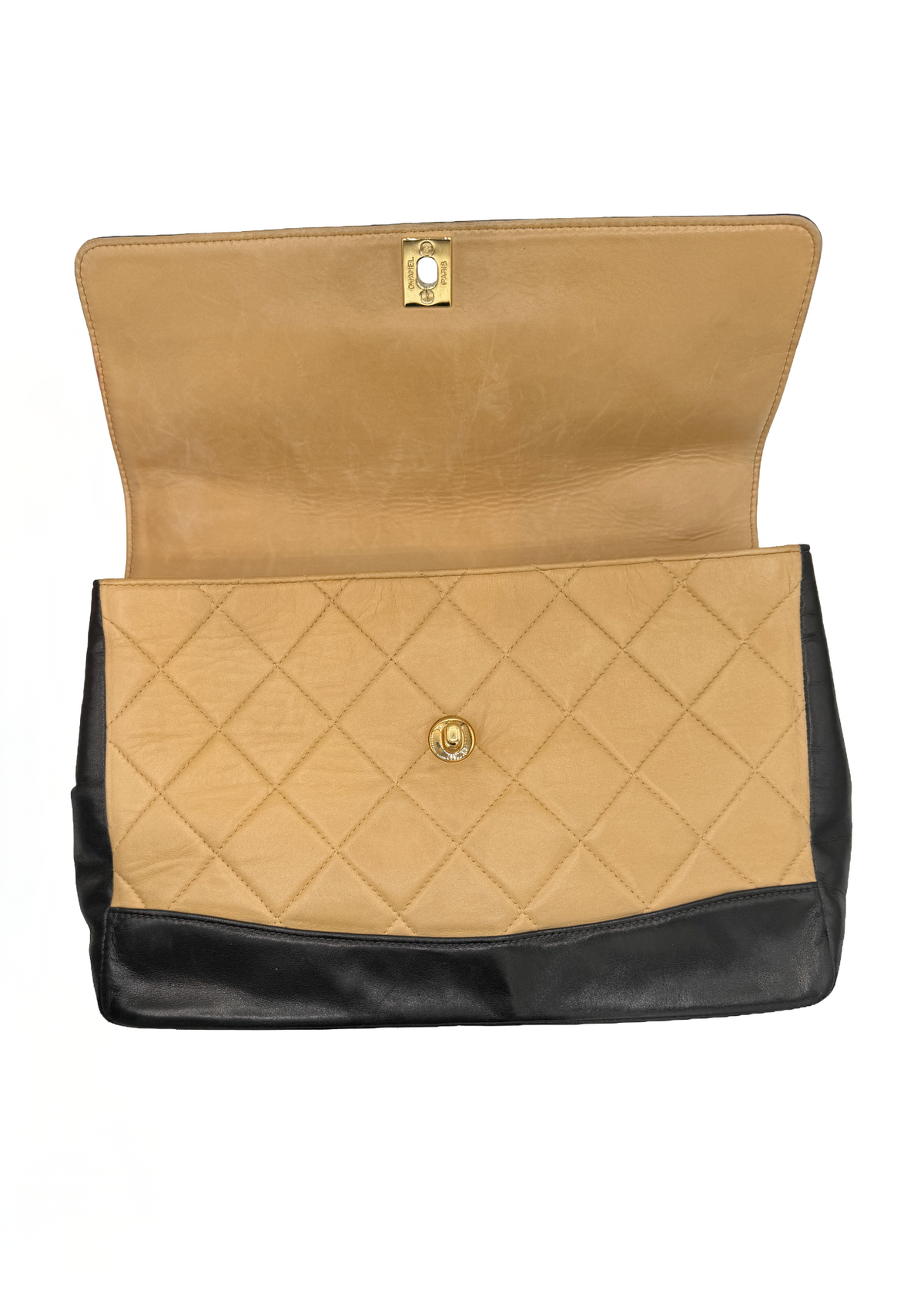 Chanel Tan and Black Flap Bag