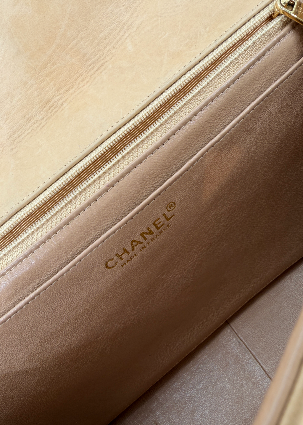 Chanel Tan and Black Flap Bag