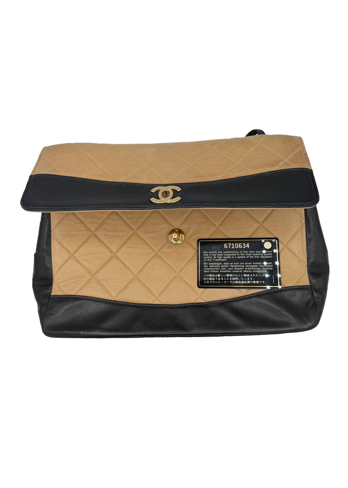 Chanel Tan and Black Flap Bag