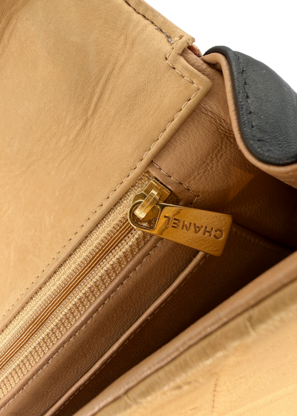 Chanel Tan and Black Flap Bag