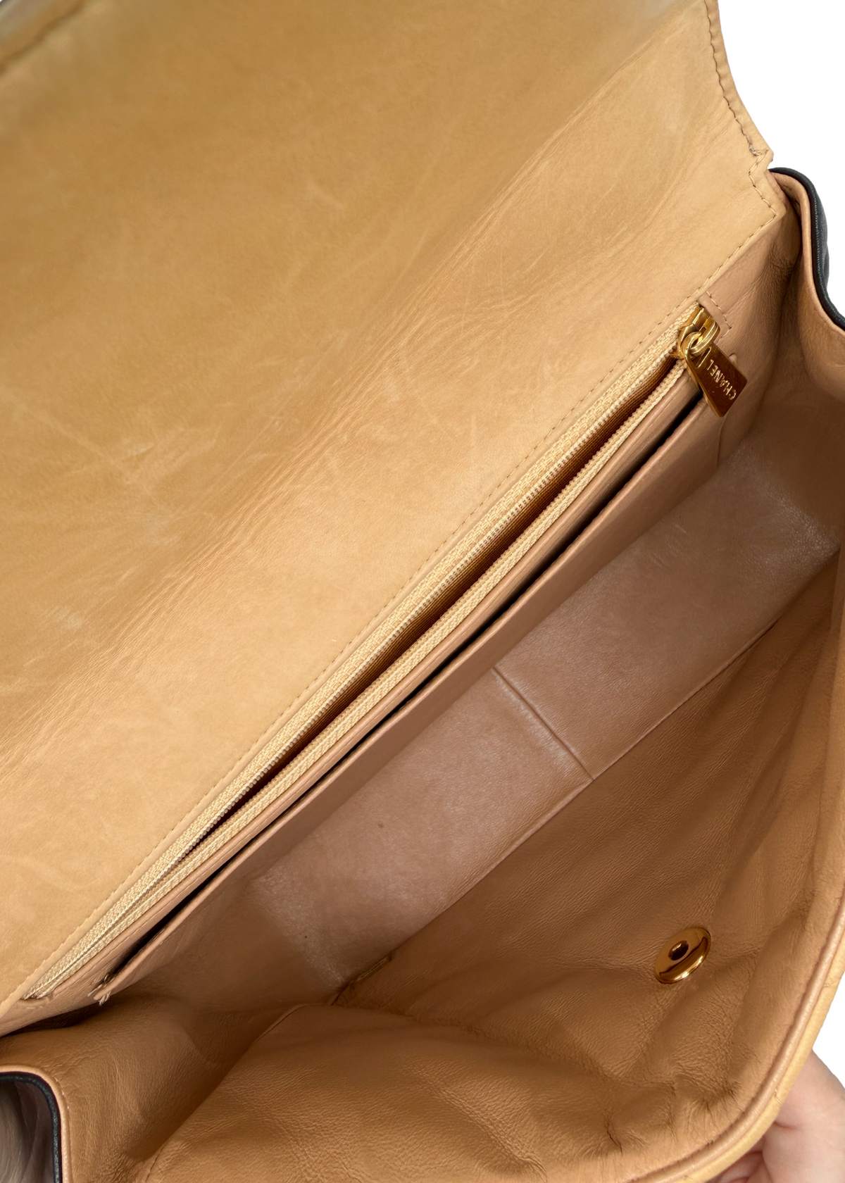 Chanel Tan and Black Flap Bag