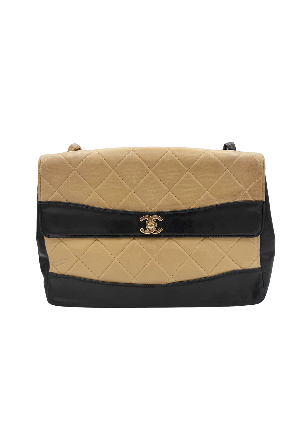Chanel Tan and Black Flap Bag