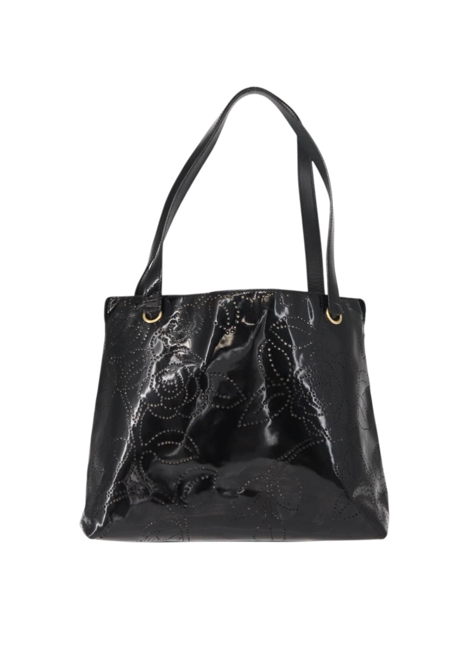 Chanel Black Camelia Patent Tote