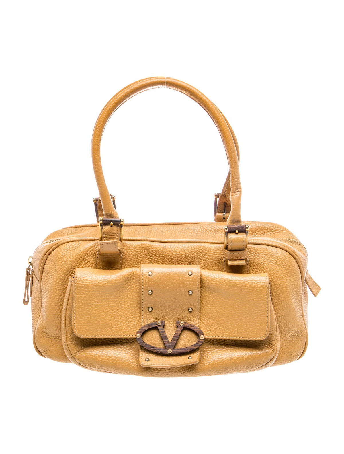 Valentino Tan Leather Top Handle Bag front