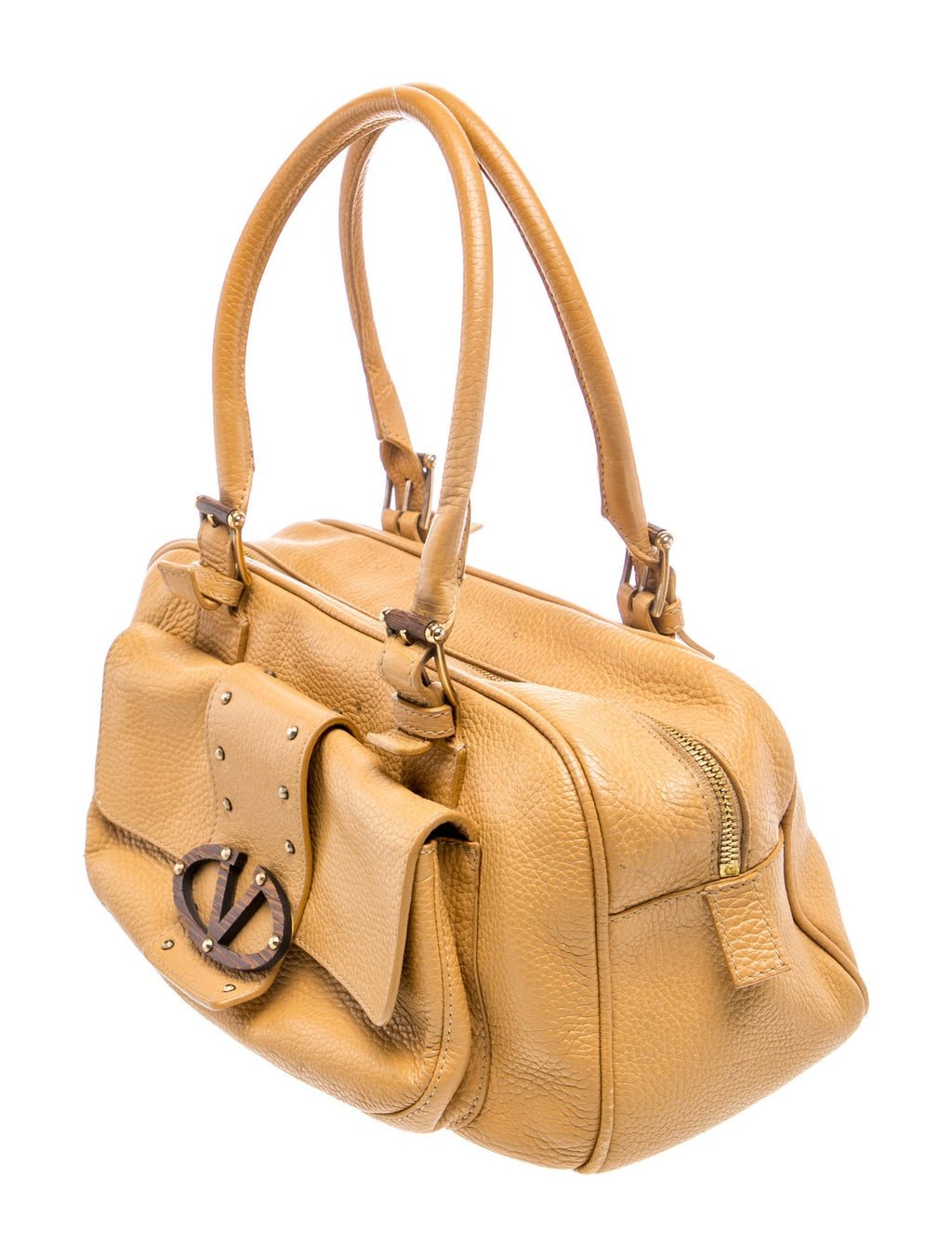 Valentino Tan Leather Top Handle Bag side