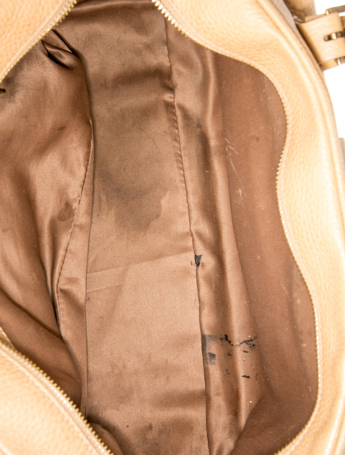 Valentino Tan Leather Top Handle Bag interior