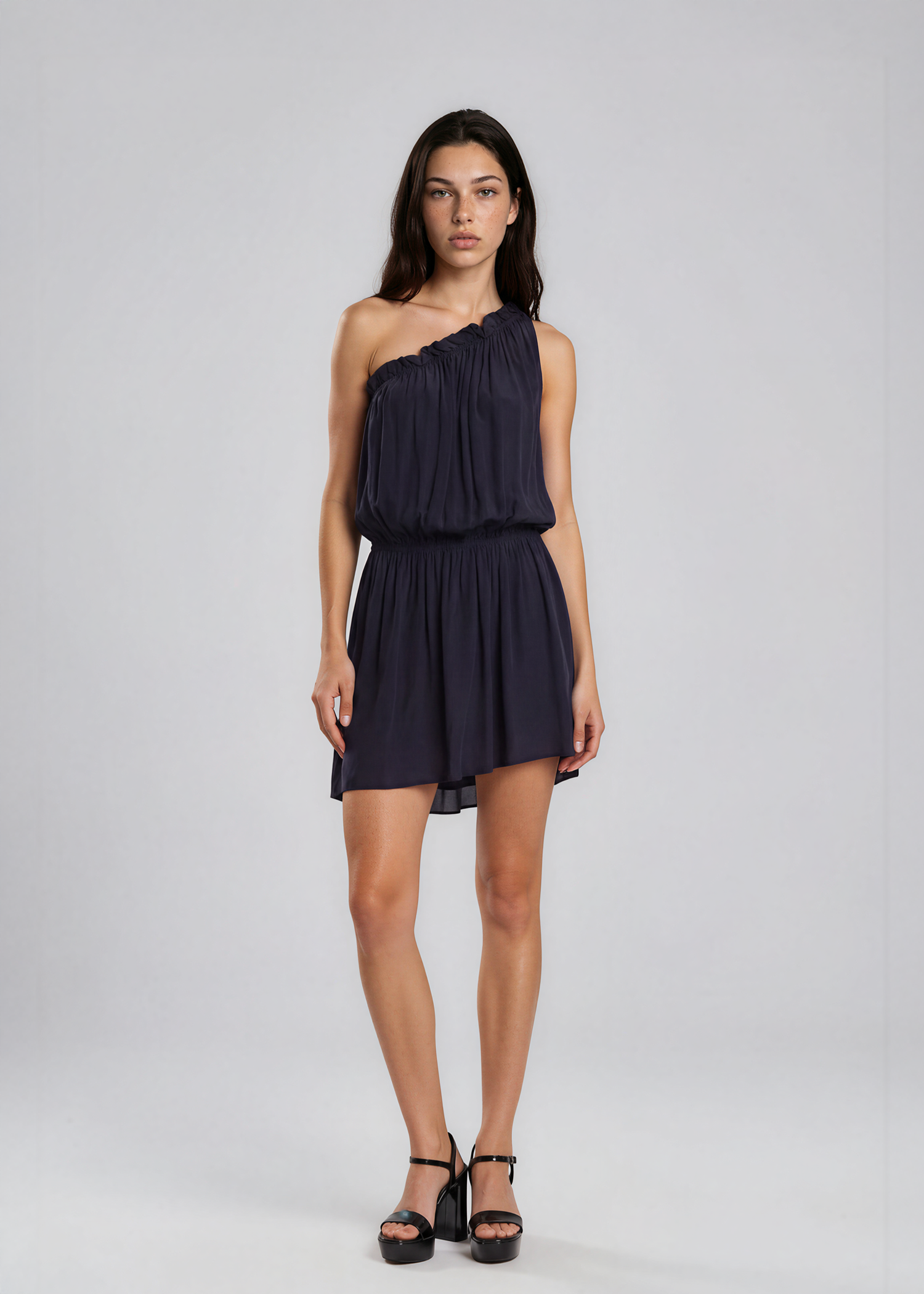 Isabel Marant Black Ruffled One Shoulder Dress