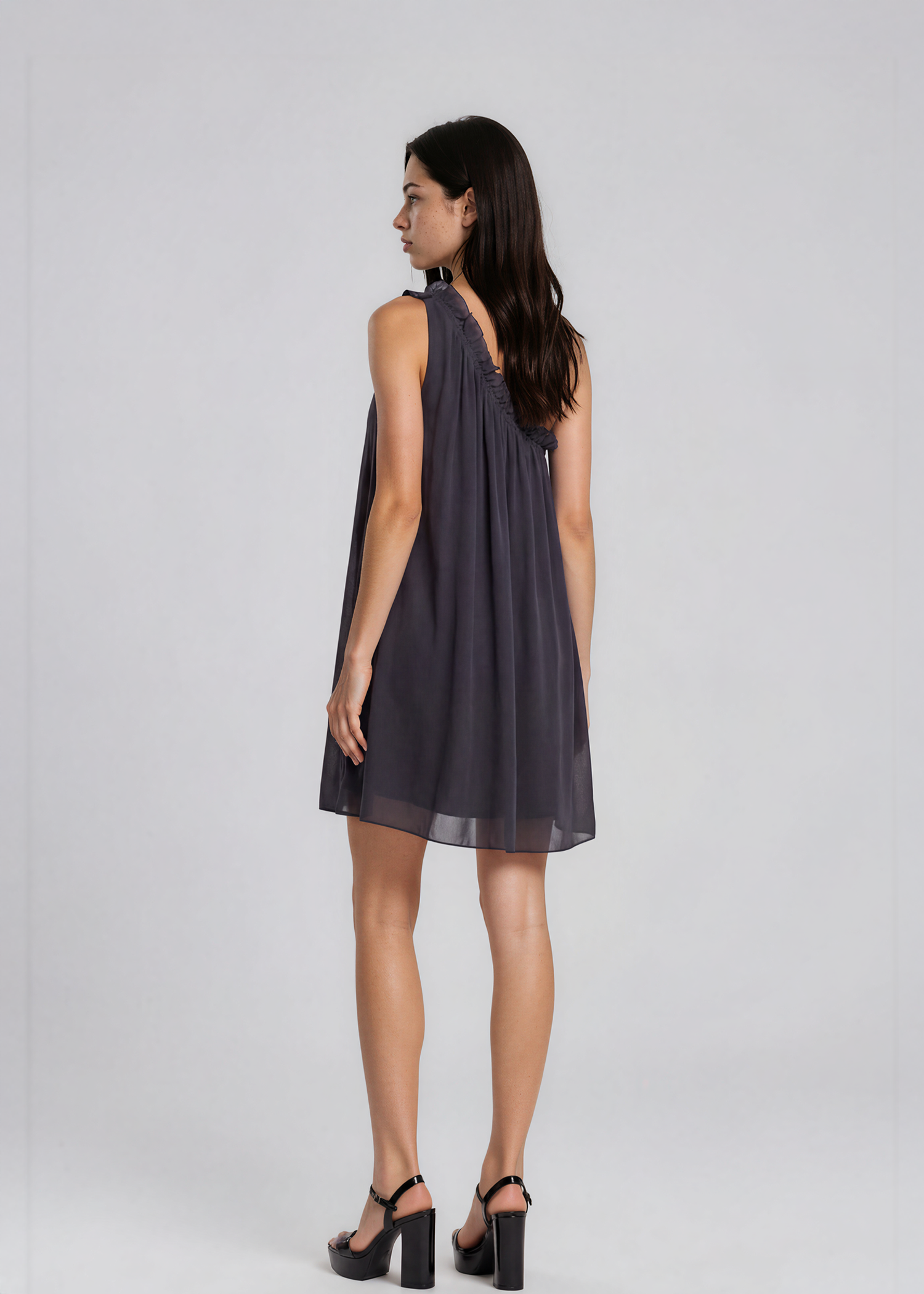 Isabel Marant Black Ruffled One Shoulder Dress