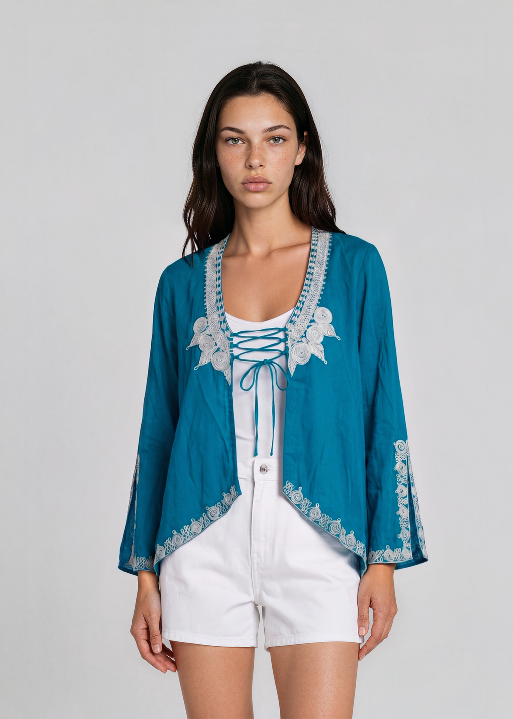 Blue and White Coverup Top
