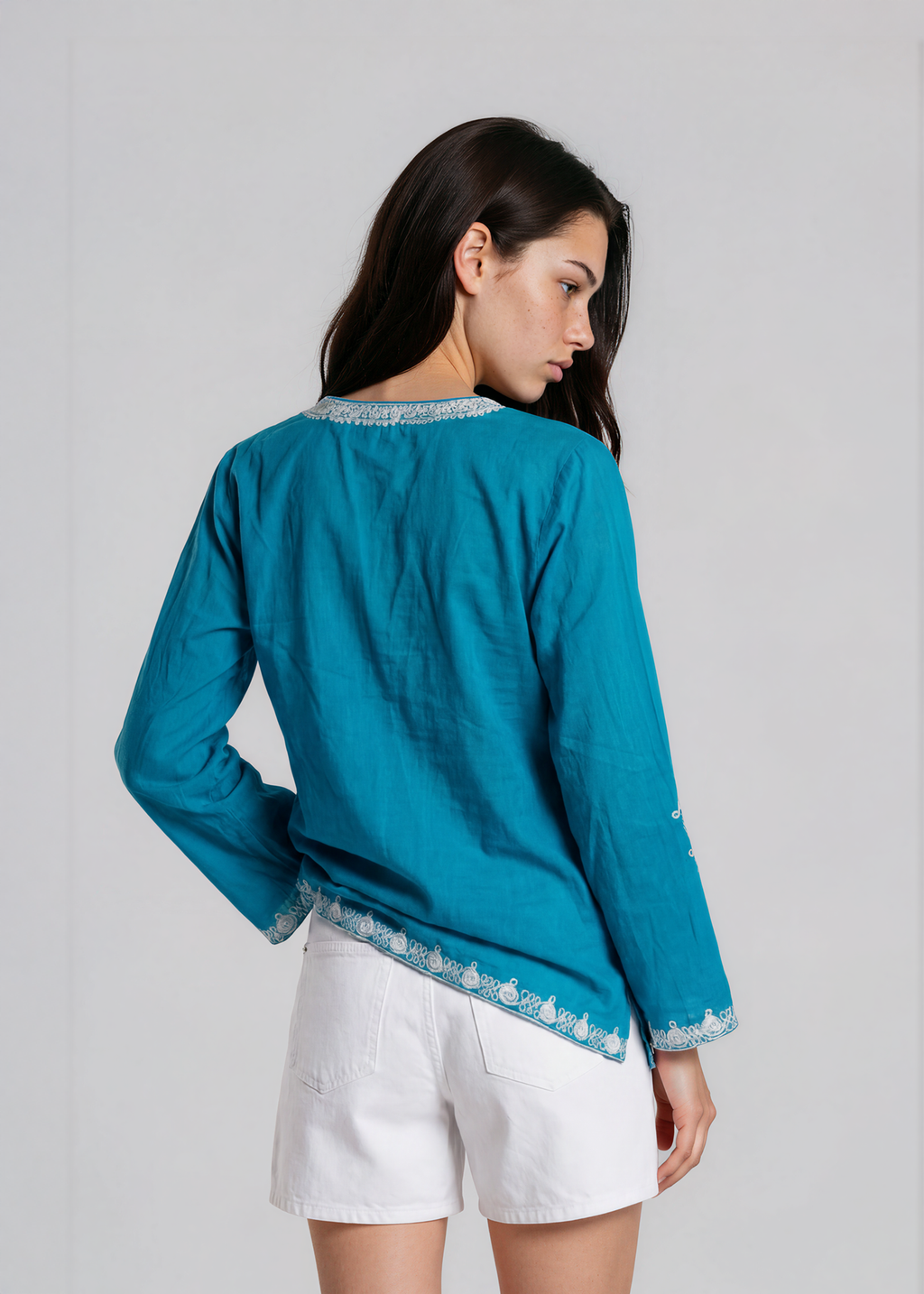 Blue and White Coverup Top